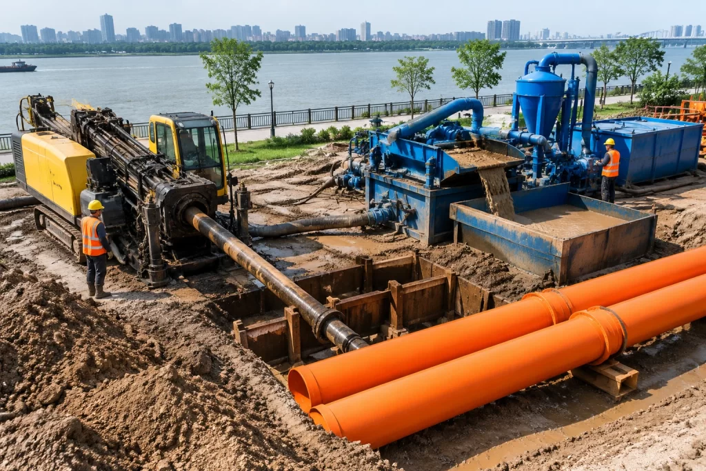 望城新区电网改造过路防沉降:非开挖MPP顶管泥浆减阻实战主题图